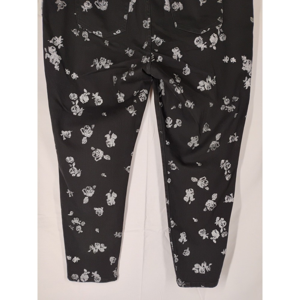 NWT Michael Kors Womens Sz 16 W Black Floral Izzy Cropped Skinny Jeans $125 - Picture 9 of 11